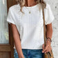 SHEIN Shein Womens Tops M / White SHEIN - Women's Batwing Short Sleeve Round Neck Blouse