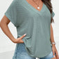 SHEIN Shein Womens Tops L / Green SHEIN -  Women's V-Neck Knitted Casual Batwing Sleeve Blouse