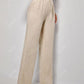 SHEIN Womens Bottoms Petite M / Beige / 28 SHEIN - PETITE Drawstring Waist Straight Leg Pants