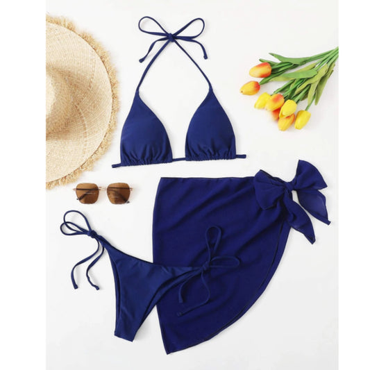 SHEIN - Solid color 3 piece swimsuit