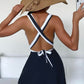 SHEIN - Striped Plunging Swimsuit