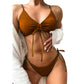 SHEIN -  Rib Tie Front Tie Side Bikini