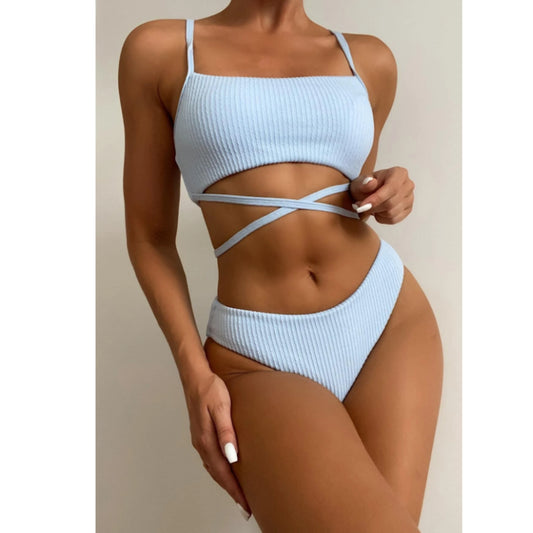 SHEIN - Textured wrap around bikini