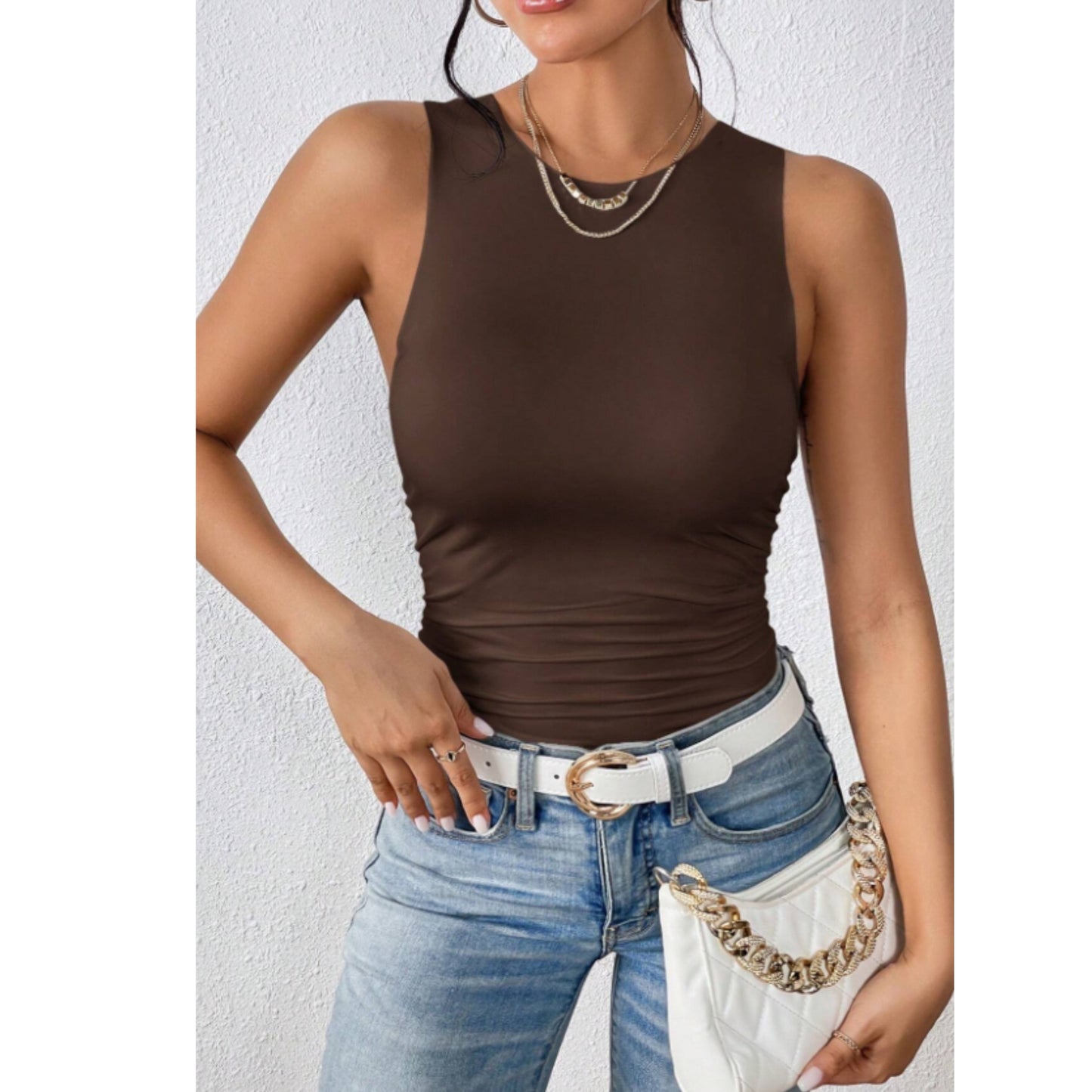 SHEIN - Solid Ruched Tank top