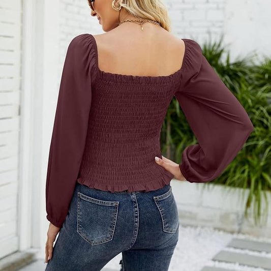 SHELLI SEGAL Womens Tops XL / Purple SHELLI SEGAL - Square Neck Blouse