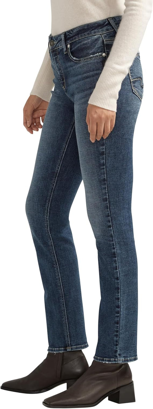 SILVER JEANS CO. Womens Bottoms L / Blue SILVER JEANS CO. - Elyse Low Rise Straight Leg Jeans