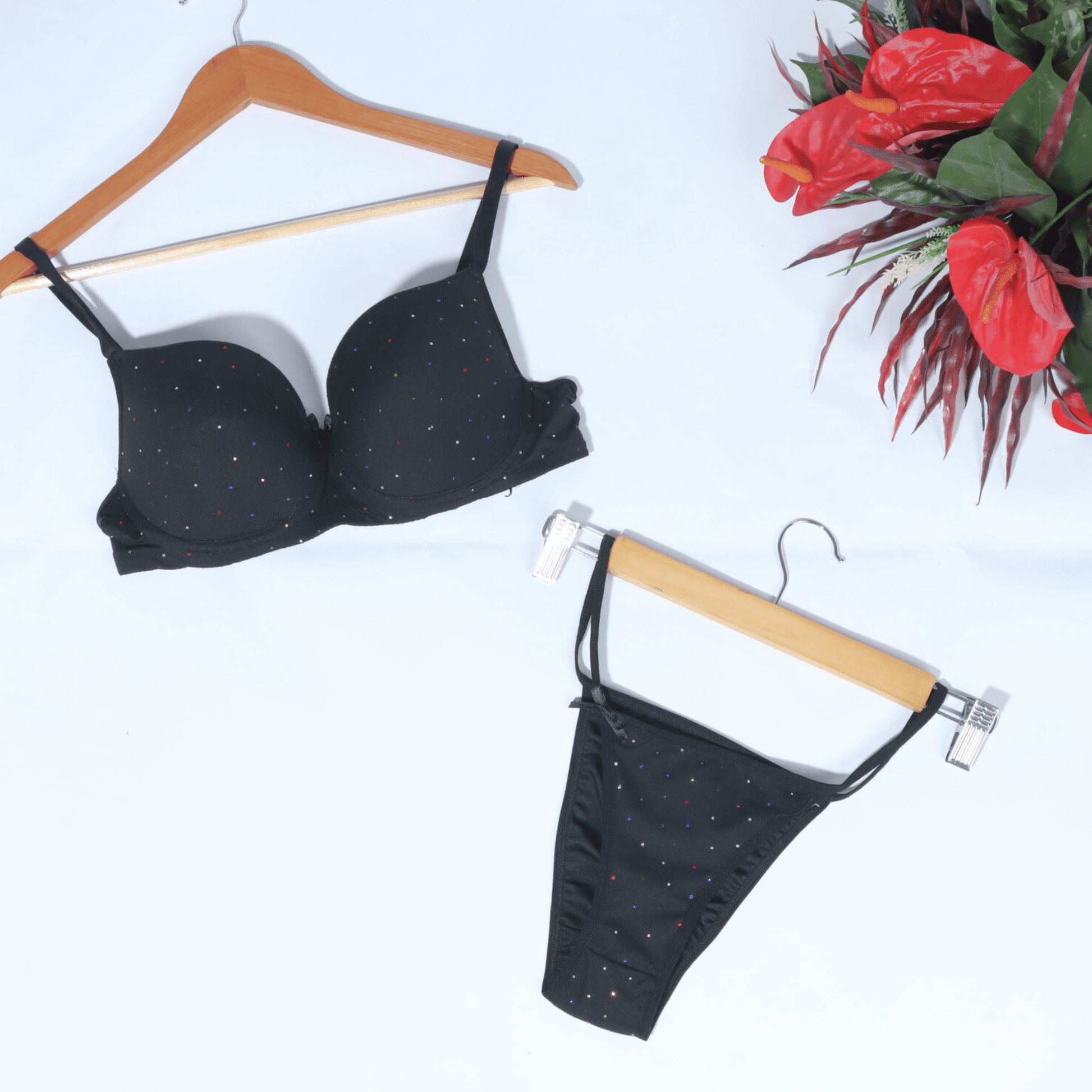 SISMA Womens Underwear 95 / Black SISMA - Sparkle Set Sexy Underwear