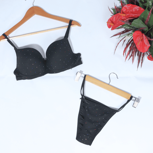 SISMA Womens Underwear 95 / Black SISMA - Sparkle Set Sexy Underwear