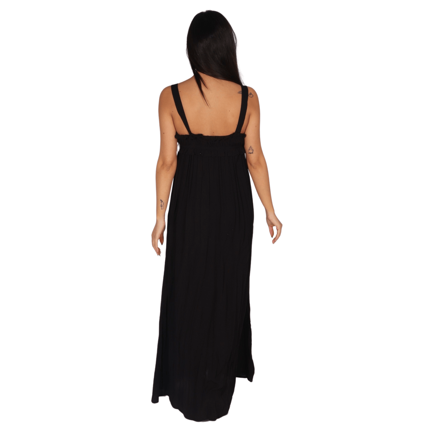 STEVE MADDEN Womens Dress S / Black STEVE MADDEN - Long adjustable button srtap dress