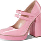 STEVE MADDEN Womens Shoes 38 / Pink STEVE MADDEN - Square Toe Platform Heels Chunky Heeled Pumps