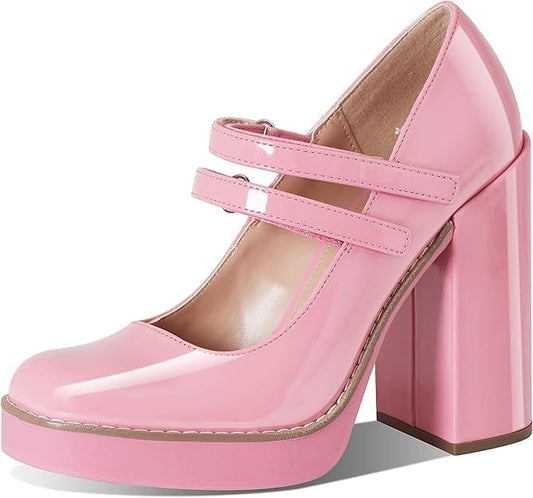 STEVE MADDEN Womens Shoes 38 / Pink STEVE MADDEN - Square Toe Platform Heels Chunky Heeled Pumps