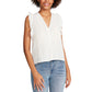 STEVE MADDEN Womens Tops XS / White STEVE MADDEN -  Loretta Smocked Flutter Sleeves Button-Down Top