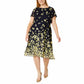 STUDIO ONE Womens Dress STUDIO ONE - Plus Short Sleeve Floral Fit + Flare Dress