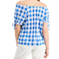 STYLE & CO. Womens Tops S / Multi-Color STYLE & CO. - Off Shoulder Gingham Top