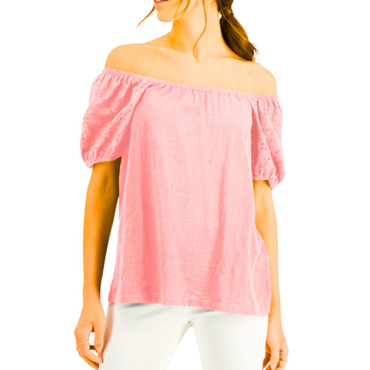STYLE & CO. Womens Tops Petite Petite / Coral STYLE & CO. - Off-the-Shoulder Top