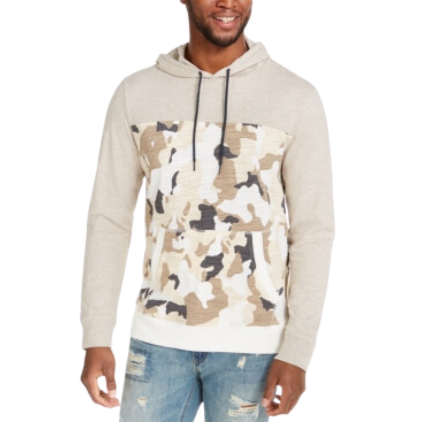 SUN+STONE Mens Tops L / Multi-Color SUN+STONE -  Lightweight Camouflage Crew Neck Hoodie