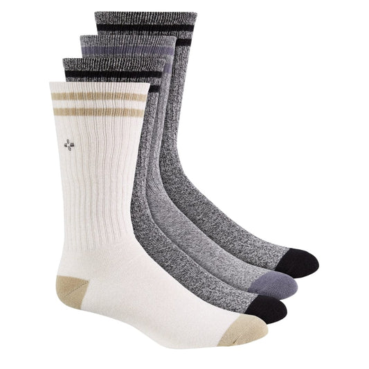 SUN+STONE Socks SUN+STONE - 4 Pack Double Stripe Crew Socks