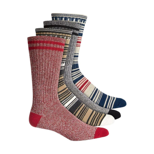 SUN+STONE Socks 39-46 / Multi-Color SUN+STONE - 4PK Striped Crew Socks