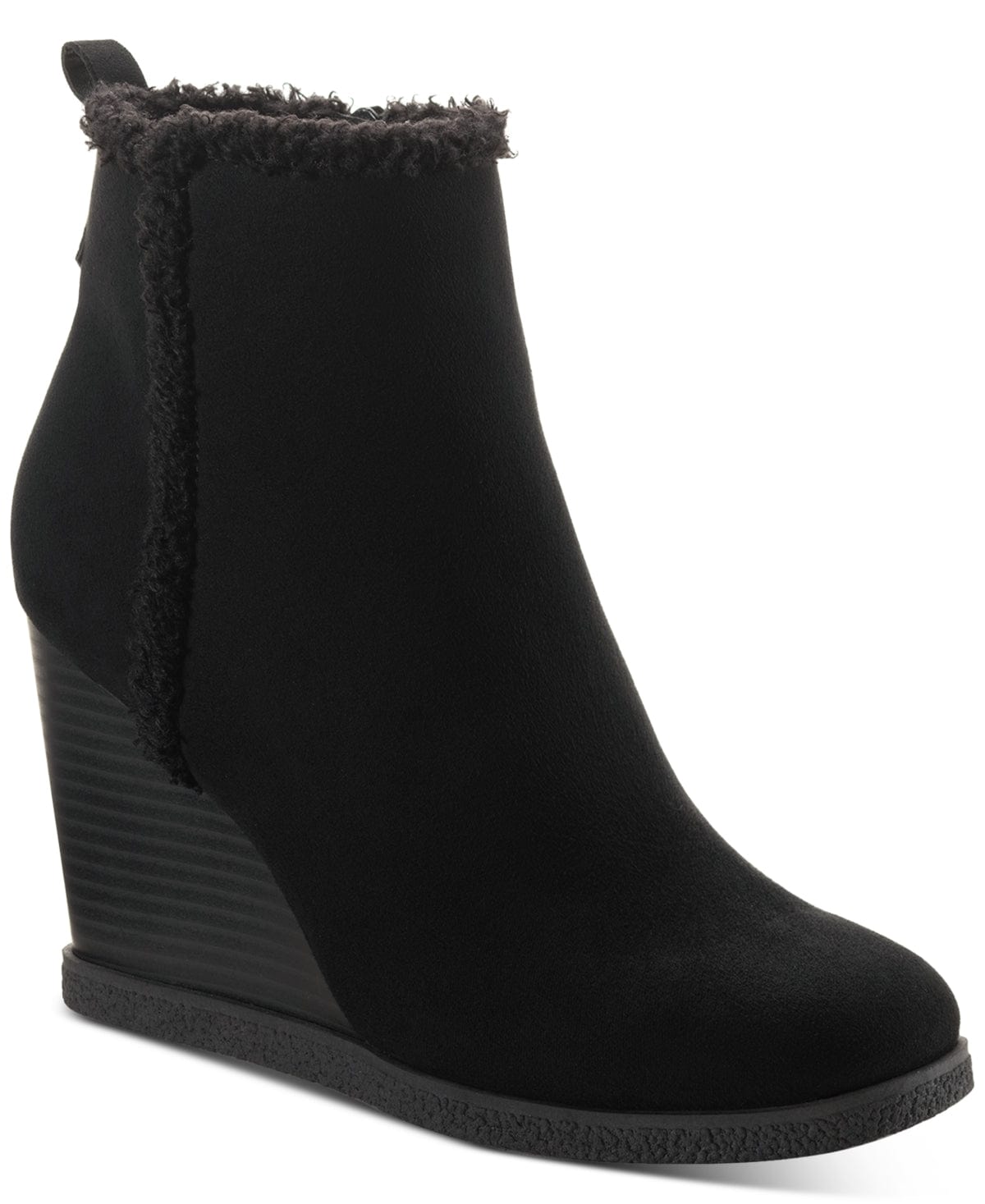 SUN+STONE Womens Shoes 42 / Black SUN+STONE - Camillia F Faux Suede Ankle Wedge Boots