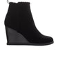 SUN+STONE Womens Shoes 41 / Black SUN+STONE - Camillia Faux Suede Ankle Heels Wedge Boots