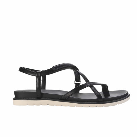 SUN+STONE Womens Shoes 38.5 / Black SUN+STONE - Faux Leather Toe-Post Slingback Sandals