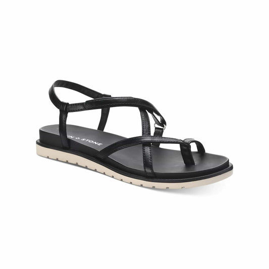 SUN+STONE Womens Shoes SUN+STONE - Faux Leather Toe-Post Slingback Sandals