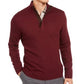 TASSO ELBA Mens Tops XL / Burgundy TASSO ELBA -  Long Sleeve Mock Quarter-Zip Soft Cotton Pullover Sweater