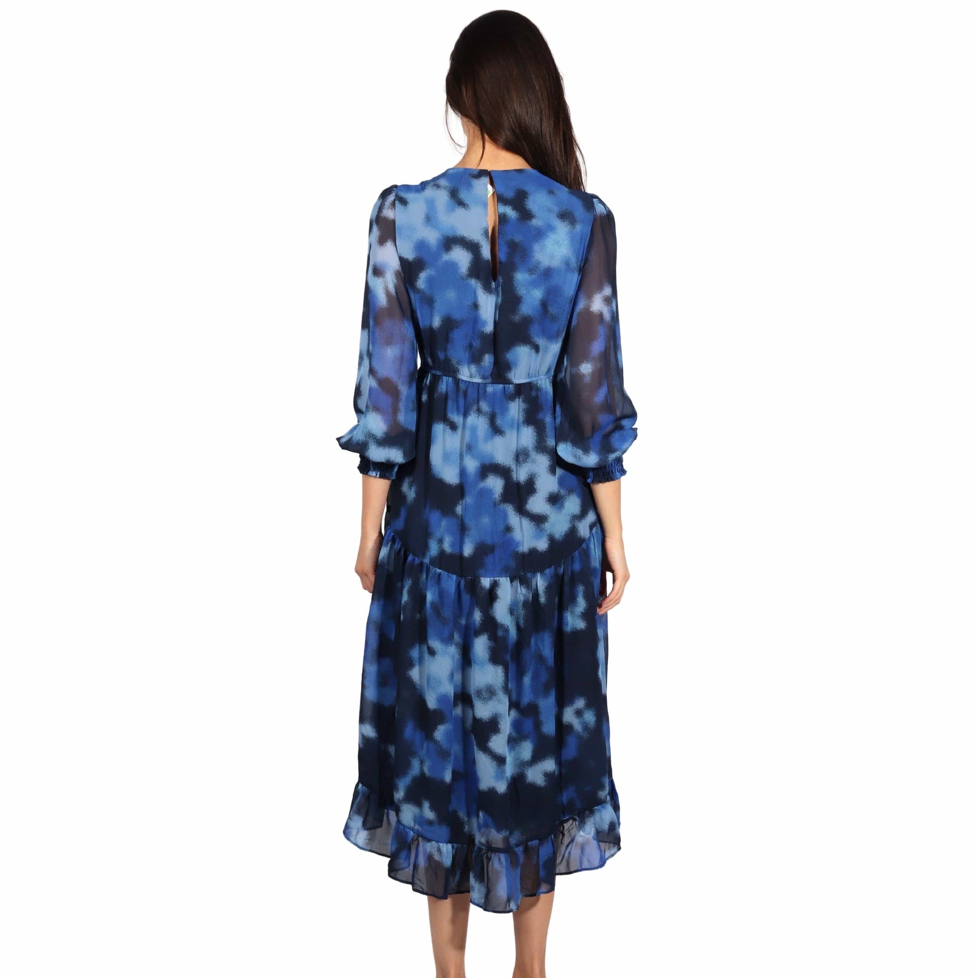 TAYLOR Womens Dress S / Blue TAYLOR - Printed All Over Midi Dress