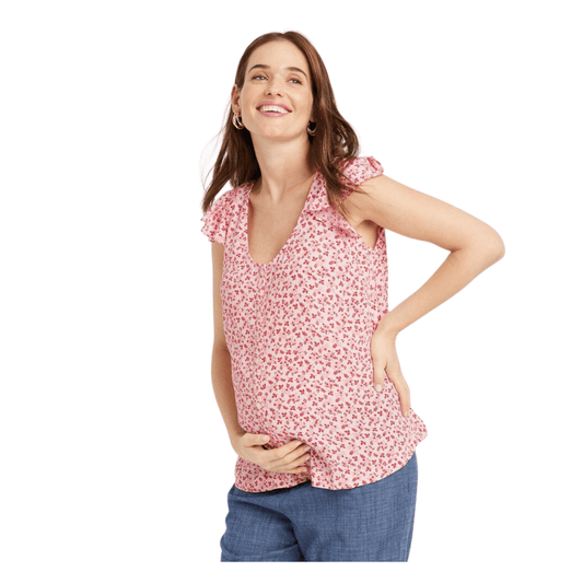 THE NINES Womens Tops XS / Multi-Color THE NINES -  Flutter Short Sleeve Maternity Blouse