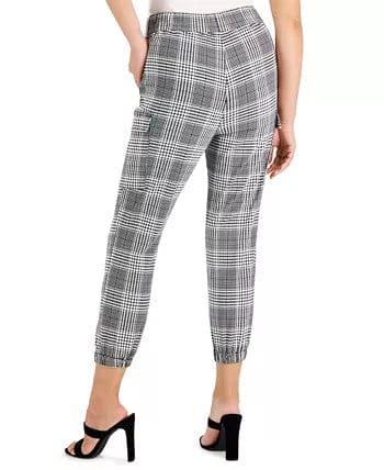 TINSEL Womens Bottoms L / Multi-Color TINSEL - Petite Plaid Utility Jogger Pants