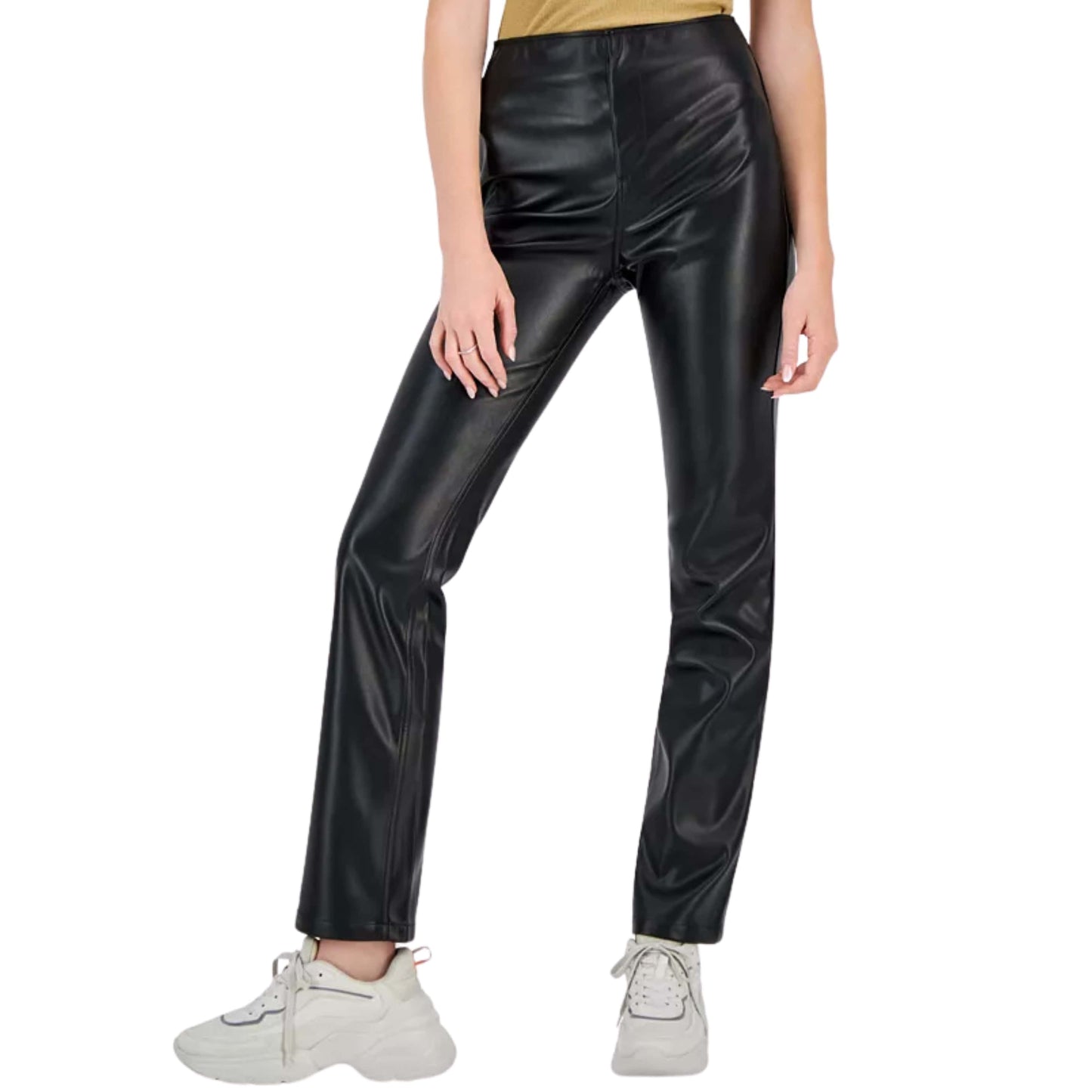 TINSELTOWN Womens Bottoms XS / Black / 25 TINSELTOWN - Faux Leather High-Rise Pull-on Pants