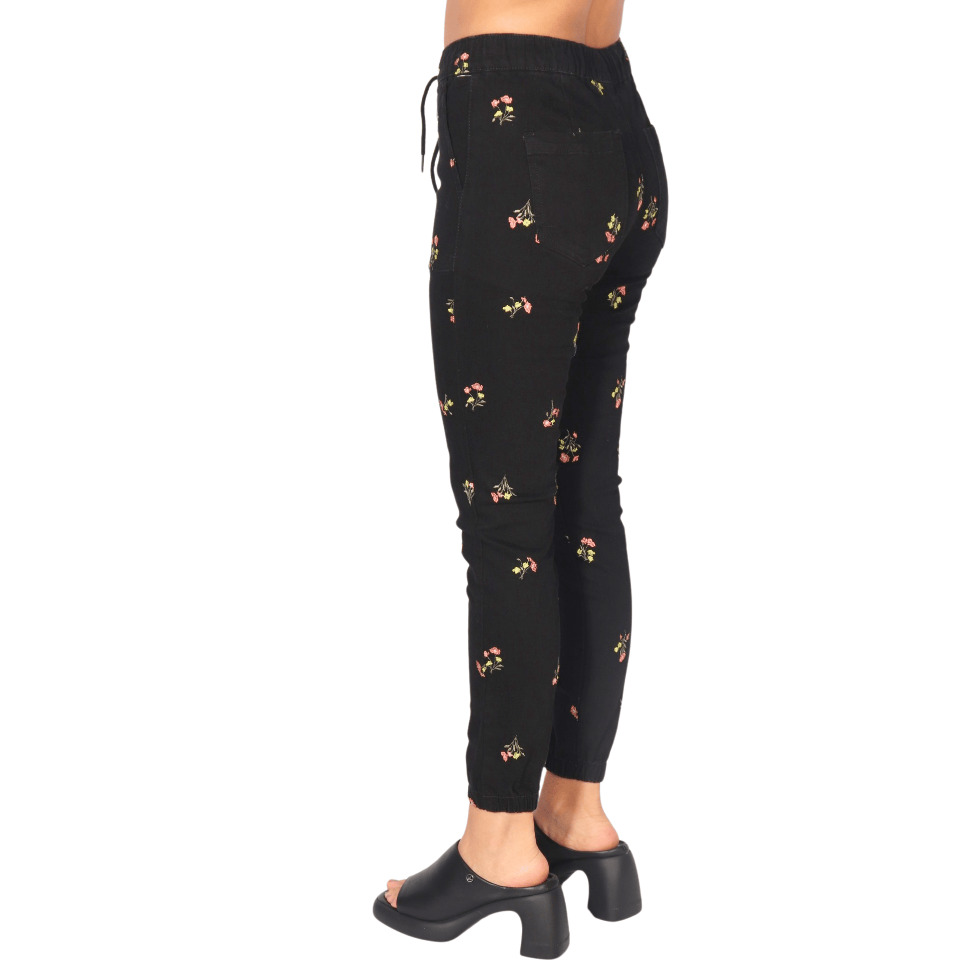 TINSELTOWN Womens Bottoms M / Black / 28-29 TINSELTOWN -  Floral Pattern Denim