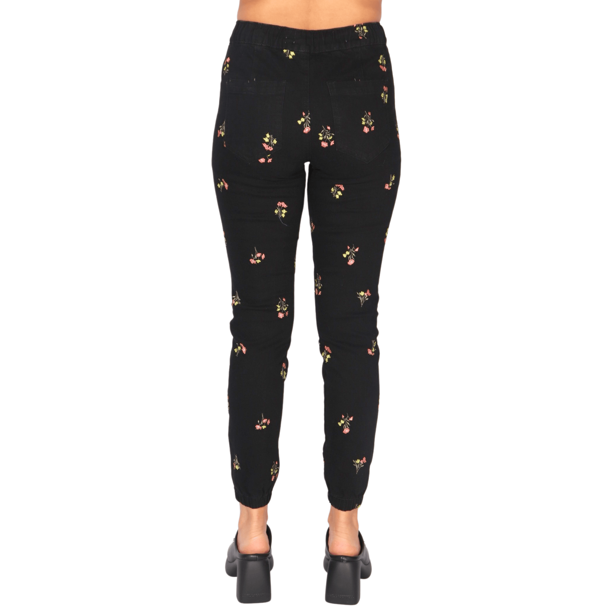 TINSELTOWN Womens Bottoms M / Black / 28-29 TINSELTOWN -  Floral Pattern Denim