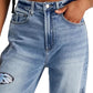 TINSELTOWN Womens Bottoms L / Blue TINSELTOWN -  Graphic Ripped Wide-Leg Jeans