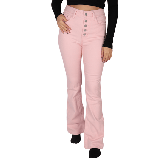 TINSELTOWN Womens Bottoms XS / Pink / 25 TINSELTOWN - Multi button denim