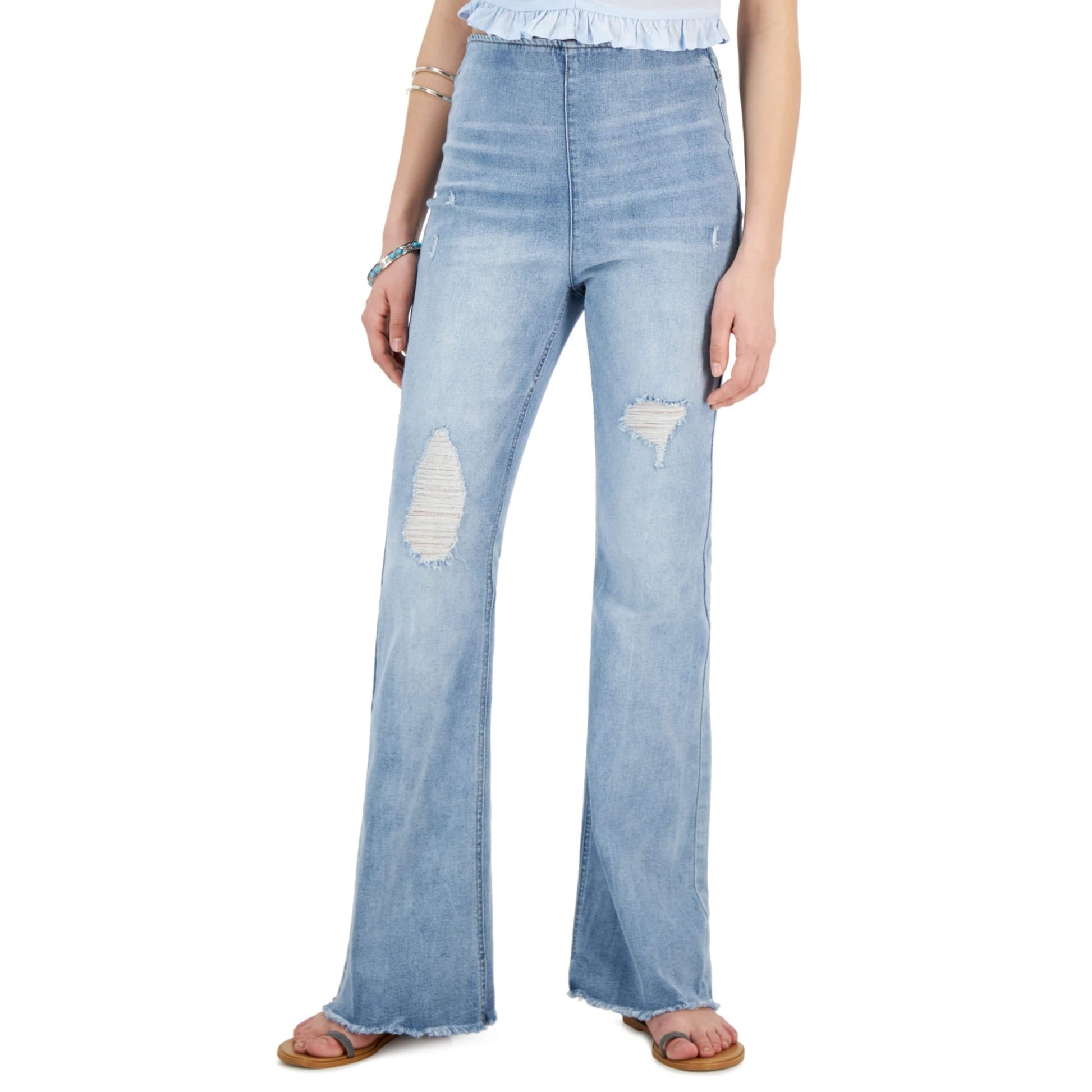 TINSELTOWN Womens Bottoms XS / Blue TINSELTOWN - Pull-on Flare-Leg Jeans