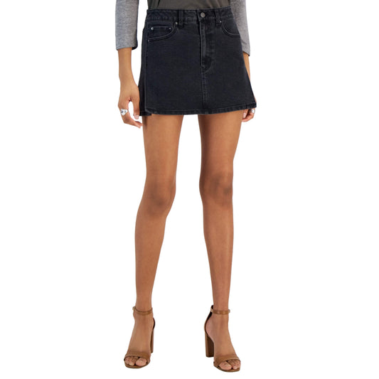 TINSELTOWN Womens Bottoms TINSELTOWN - Side-Slit a-Line Denim Mini Skirt