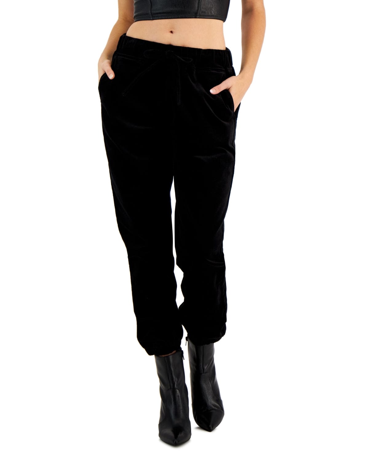 TINSELTOWN Womens Bottoms TINSELTOWN - Velvet Drawstring Jogger Pants