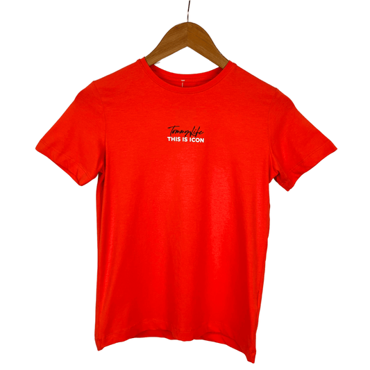 TOMMY LIFE Boys Tops M / Orange TOMMY LIFE - Solid cotton logo t-shirt