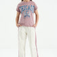 TOMMY LIFE Girls Bottoms S / White TOMMY LIFE - Kids -Ecru Side Band Detailed Lace Up Comfortable Fit Wide Leg