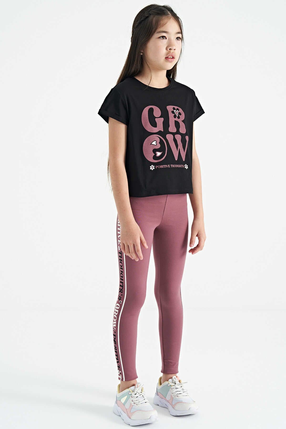 TOMMY LIFE Girls Sets M / Multi-Color TOMMY LIFE - Kids - Wholesale Black - Dusty Rose Round Neck Girls Legging Set