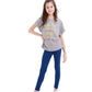 TOMMY LIFE Girls Tops S / Grey TOMMY LIFE -  Colorful Letter Printed O Neck T-Shirt