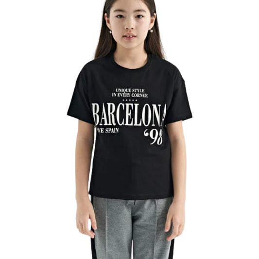 TOMMY LIFE Girls Tops S / Black TOMMY LIFE - Off Shoulder Oversize Girl's T-shirt