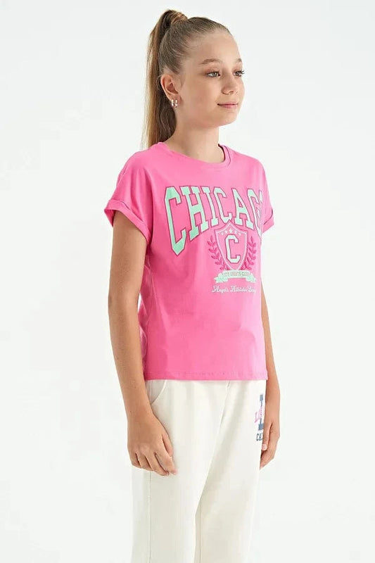 TOMMY LIFE Girls Tops M / Fuchsia TOMMY LIFE - Printed Short Sleeves