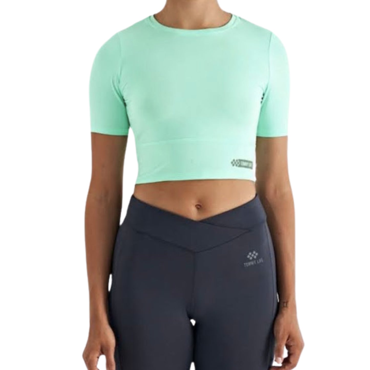 TOMMY LIFE - Standard Fit Crew Neck backless Crop top