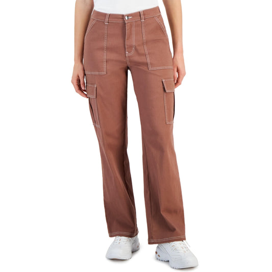 ULTRA FLIRT Womens Bottoms 30W x 30L / Brown ULTRA FLIRT - Wide-Leg Comfort Fit Cargo Utility Pants