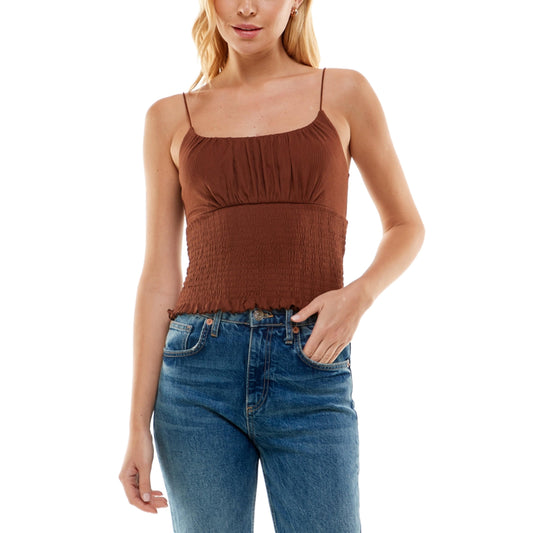 ULTRA FLIRT Womens Tops XS / Brown ULTRA FLIRT - Emma Smocked Top