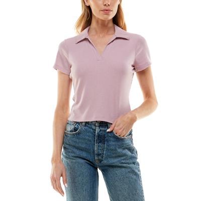 ULTRA FLIRT Womens Tops XS / Pink ULTRA FLIRT - Ribbed Polo T-Shirt