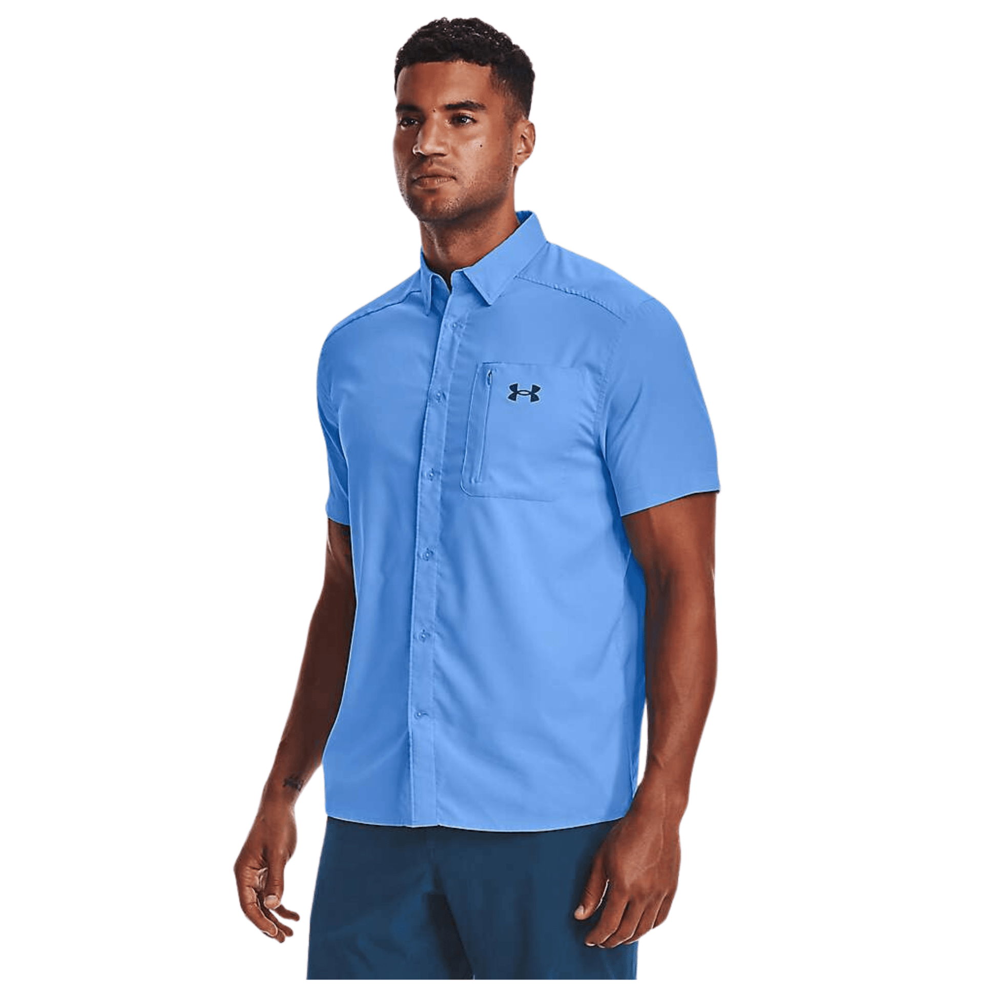 UNDER ARMOUR Mens Tops XL / Blue UNDER ARMOUR -  Fitted Performance Button-Down Shirt