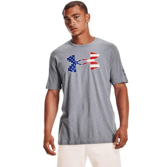 UNDER ARMOUR Mens Tops S / Grey UNDER ARMOUR - Freedom Big Flag Logo Short-Sleeve T-Shirt